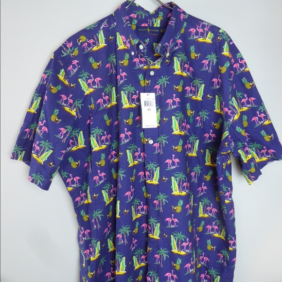 Polo Ralph Lauren Surfing Flamingo Palm Tree Shirt - Picture 4 of 6